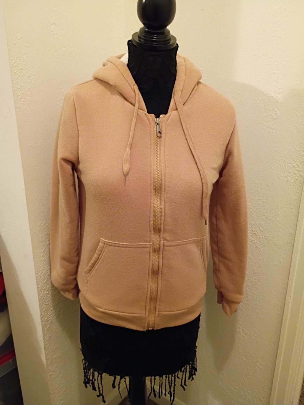 Women's Zip-Up Hoodie in Blush Pink